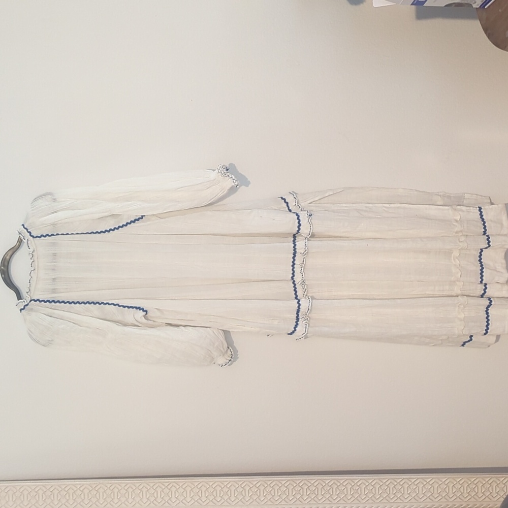 Free People White Maxi Dress with Blue Trim - Picture 5 of 7